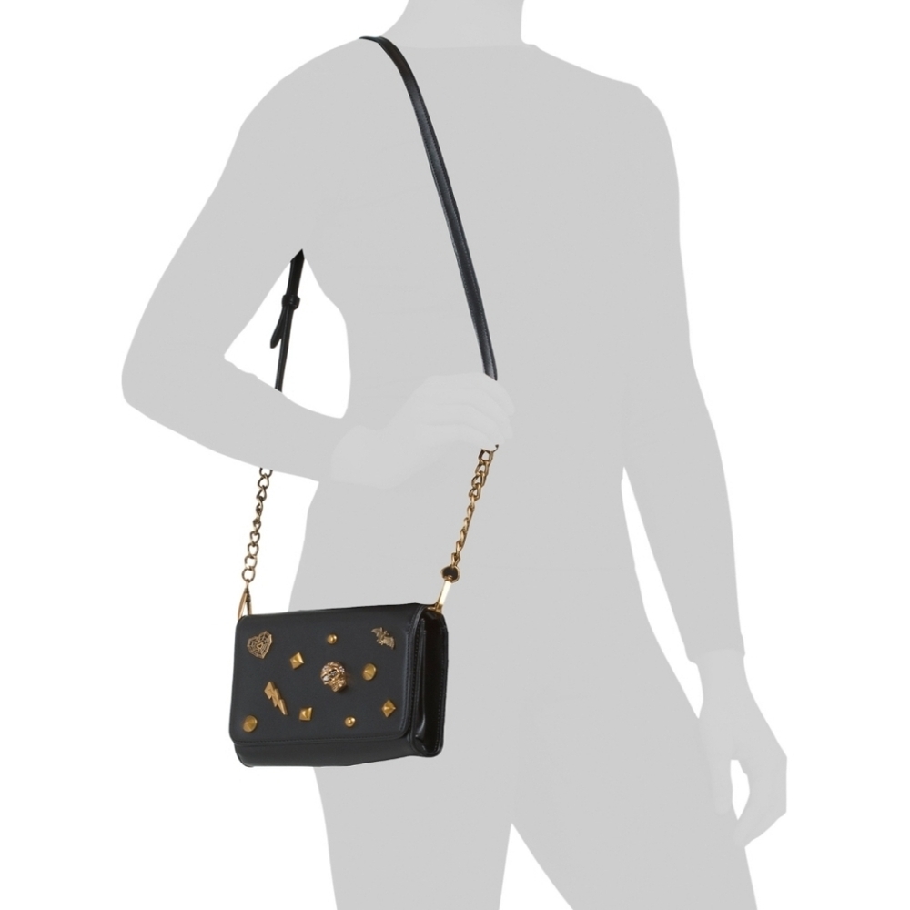 🖤▪️Betsey Johnson▪️ XOSYBIL Black Faux Leather Skull Crossbody Bag - Picture 2 of 6